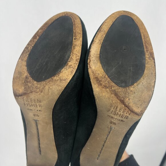 EILEEN FISHER - Suede Block Heel black Pump - Picture 12 of 14